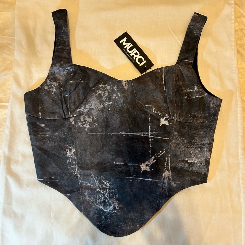 Black Bustier Bodysuit Crop Top